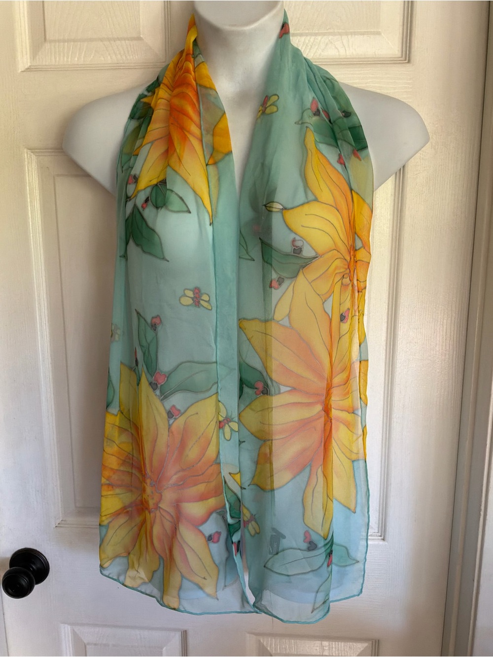 NWt..REDFISH DESIGNS..hand painted silk scarf
